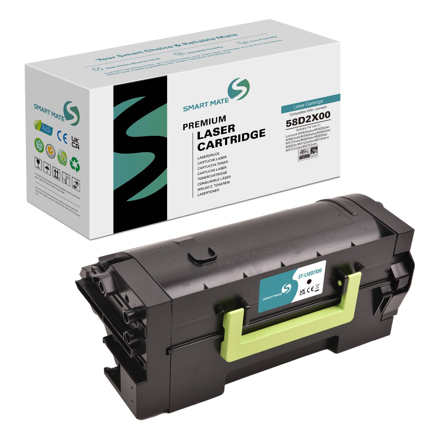 SmartMate wiederaufbereitete Laser Toner Patrone für Lexmark 58D2X00 Schwarz