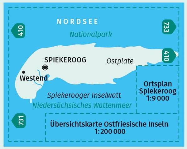 KOMPASS Wanderkarte 732 Spiekeroog im Nationalpark NIedersächsisches Wattenmeer 1:15.000