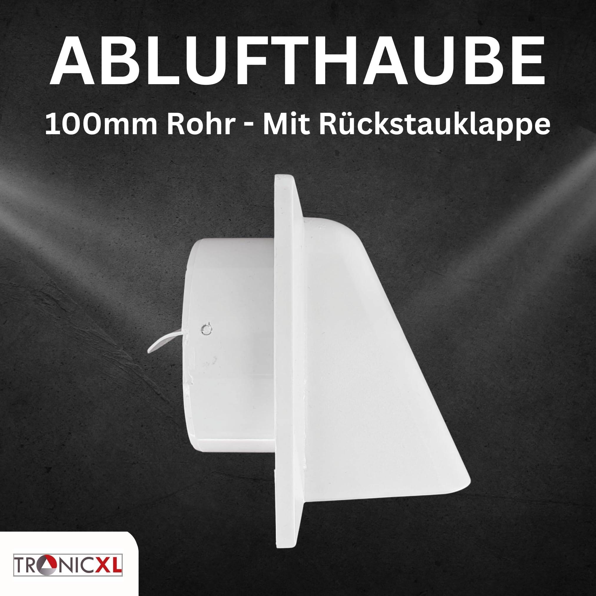 Ablufthaube 100mm mit Rückstauklappe I Lufthaube Lüftung Haube Zulufthaube Außenwandhaube Wetterschutzhaube NW 100