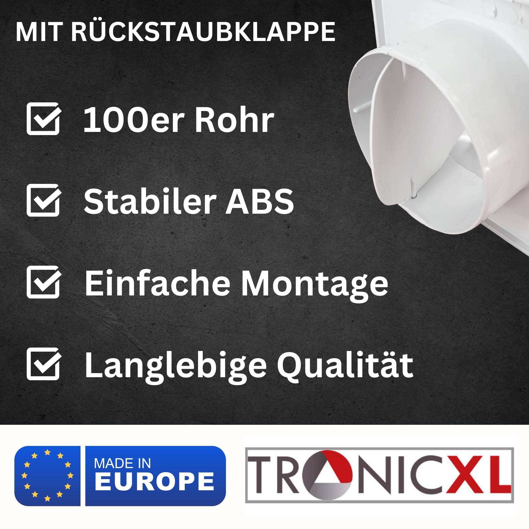 Ablufthaube 100mm mit Rückstauklappe I Lufthaube Lüftung Haube Zulufthaube Außenwandhaube Wetterschutzhaube NW 100