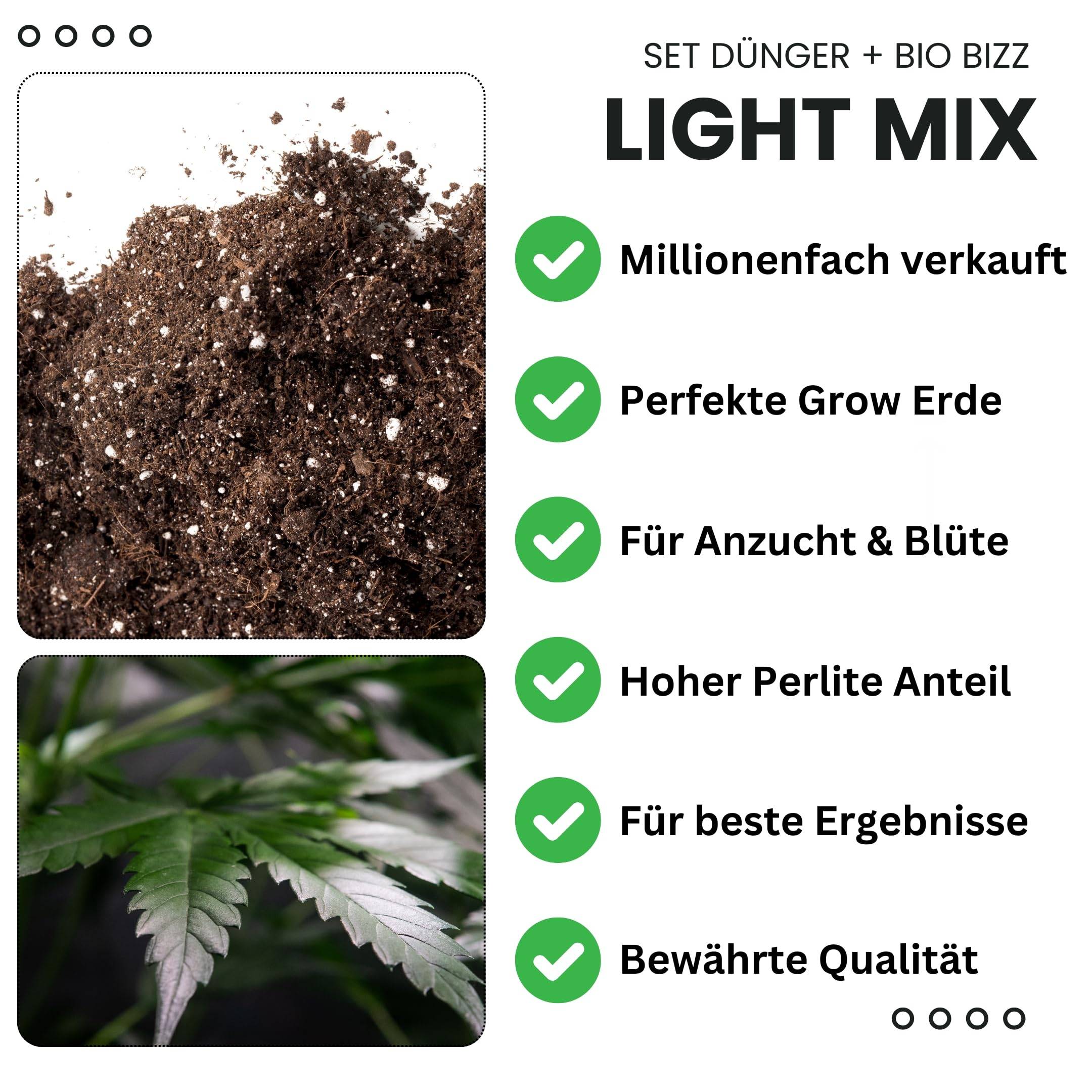 2 Säcke Light Mix Grow Erde für Anzucht & Blüte Lightmix All in One mit Perlite Zubehör für Growbox Substrat Zelt Box