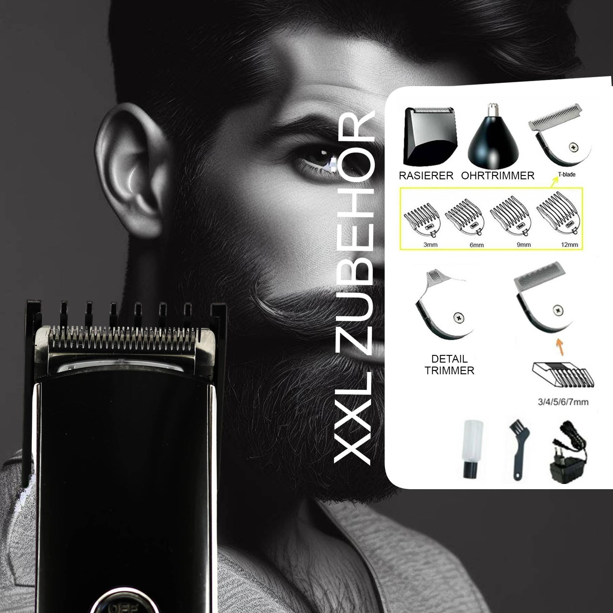 Premium Akku Haarschneidemaschine Haarschneider Set + Basis Station Rasierer Bart Gesicht Body Trimmer Nasenhaarrasierer