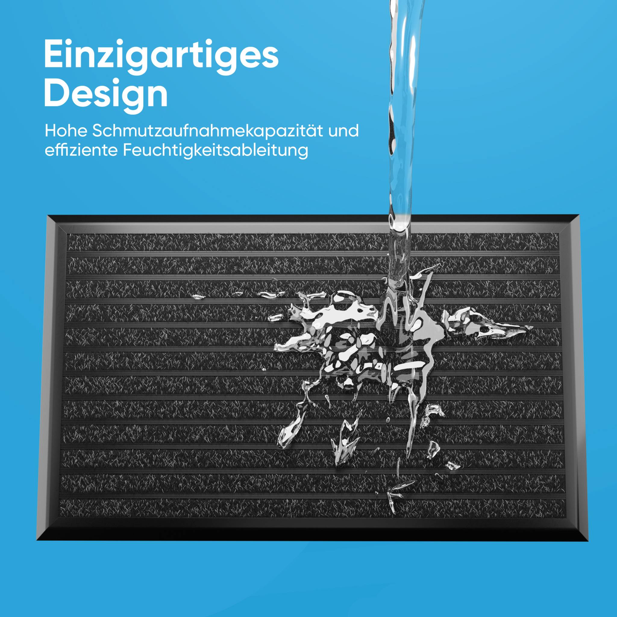 Fußmatte außen mit schwarzem Aluminium Rand 50 x 80 cm - Fußabtreter außen Schmutzfangmatte Außenbereich Fussmatte Aussenbereich