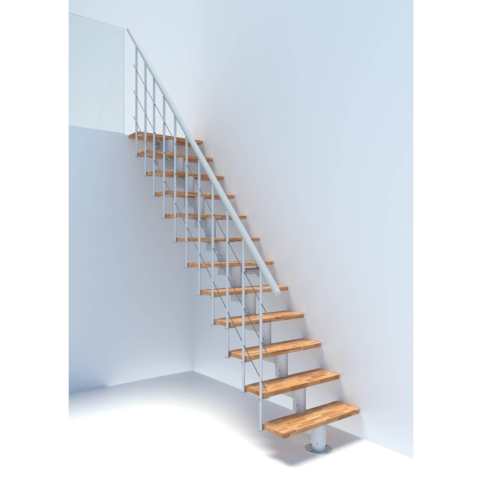 Minka Mittelholmtreppe Comfort Top 37 - 312cm Geschosshöhe Buche Weiß