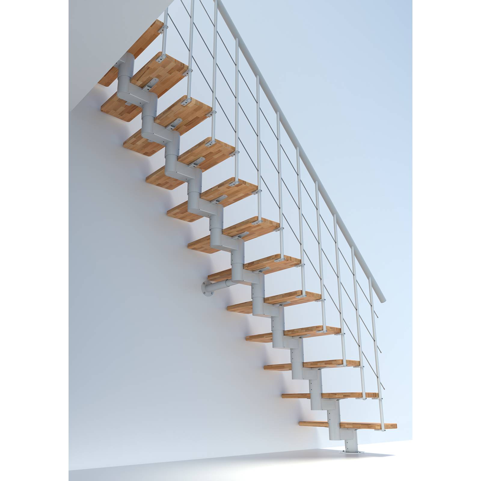 Minka Mittelholmtreppe Comfort Top 37 - 312cm Geschosshöhe Buche Weiß