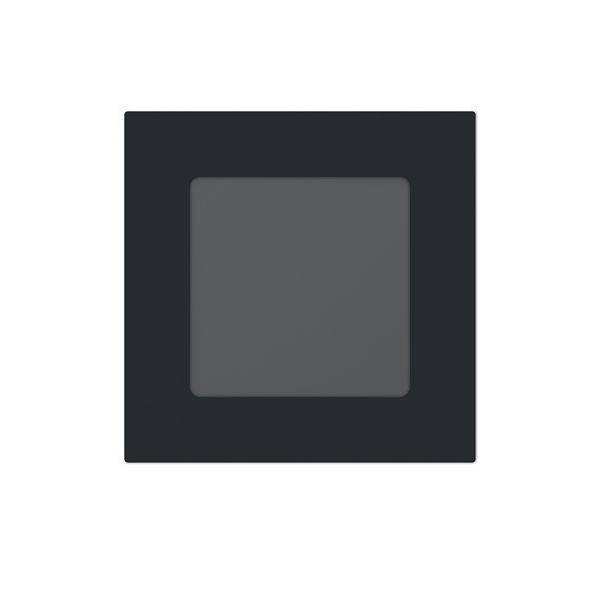 Dunkelgraues quadratisches Symbol mit einem zentrierten, helleren grauen abgerundeten Quadrat, das einem Schaltflächen- oder App-Kachel-Design ähnelt.