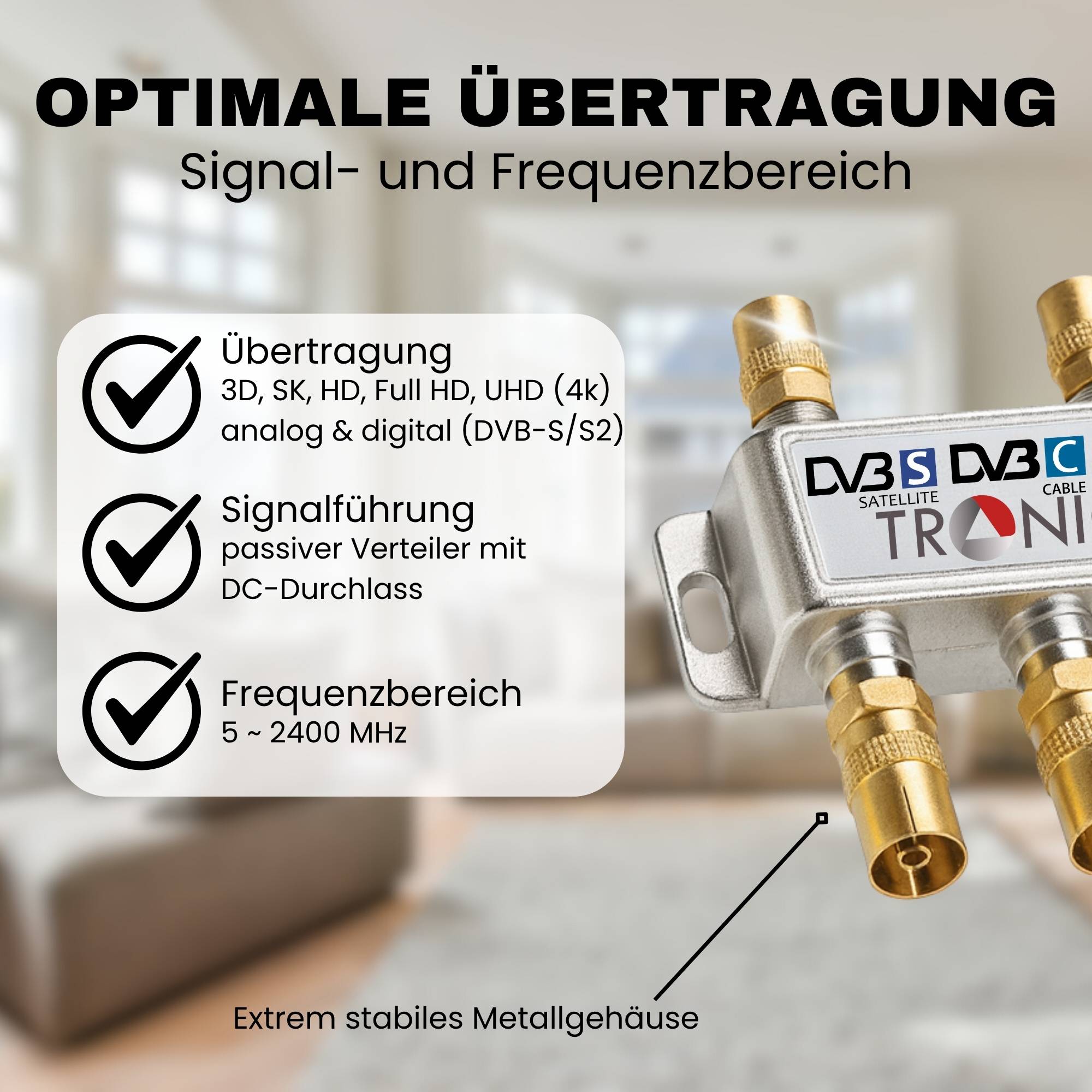 6-fach Premium Koax Antennenverteiler HD 3D 4K Verteiler Weiche Splitter Antennen Verteiler Fernsehen