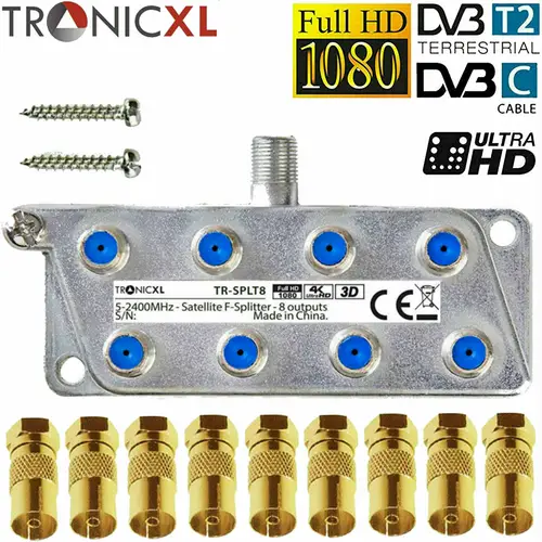 8-fach Premium Koax Antennenverteiler HD 3D 4K Verteiler Weiche Splitter DVBT DVBT2 DVBC Antennen Verteiler Fernsehen 8-fach Premium Koax Antennenverteiler HD 3D 4K Verteiler Weiche Splitter DVBT DVBT2 DVBC Antennen Verteiler Fernsehen