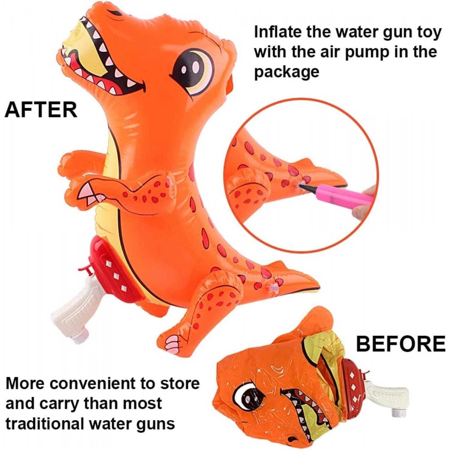 2-in-1 tragbare Wasserpistolen im Dinosaurier- und Haifischdesign, für den großen Spaß im Freien
