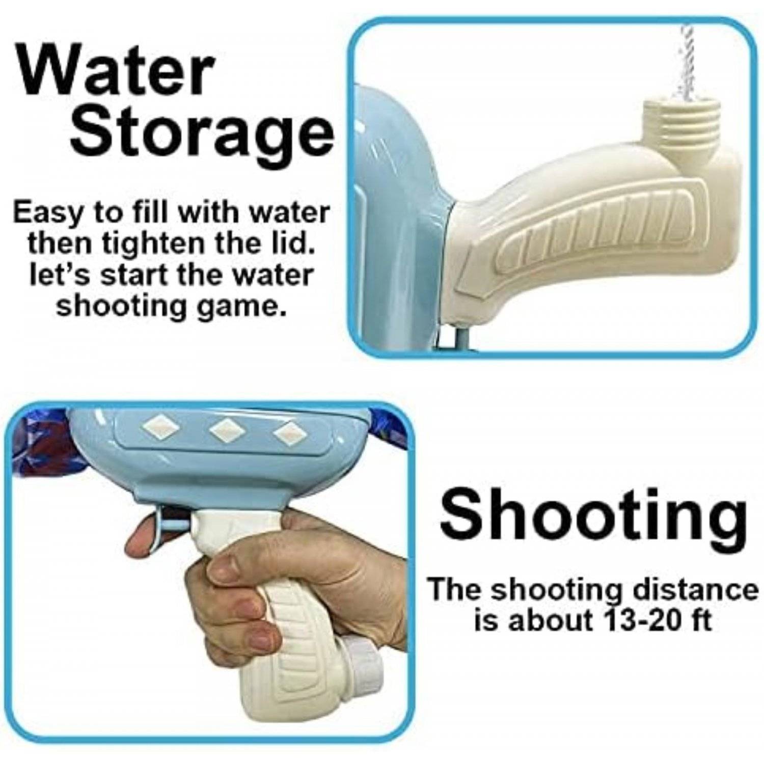 2-in-1 tragbare Wasserpistolen im Dinosaurier- und Haifischdesign, für den großen Spaß im Freien