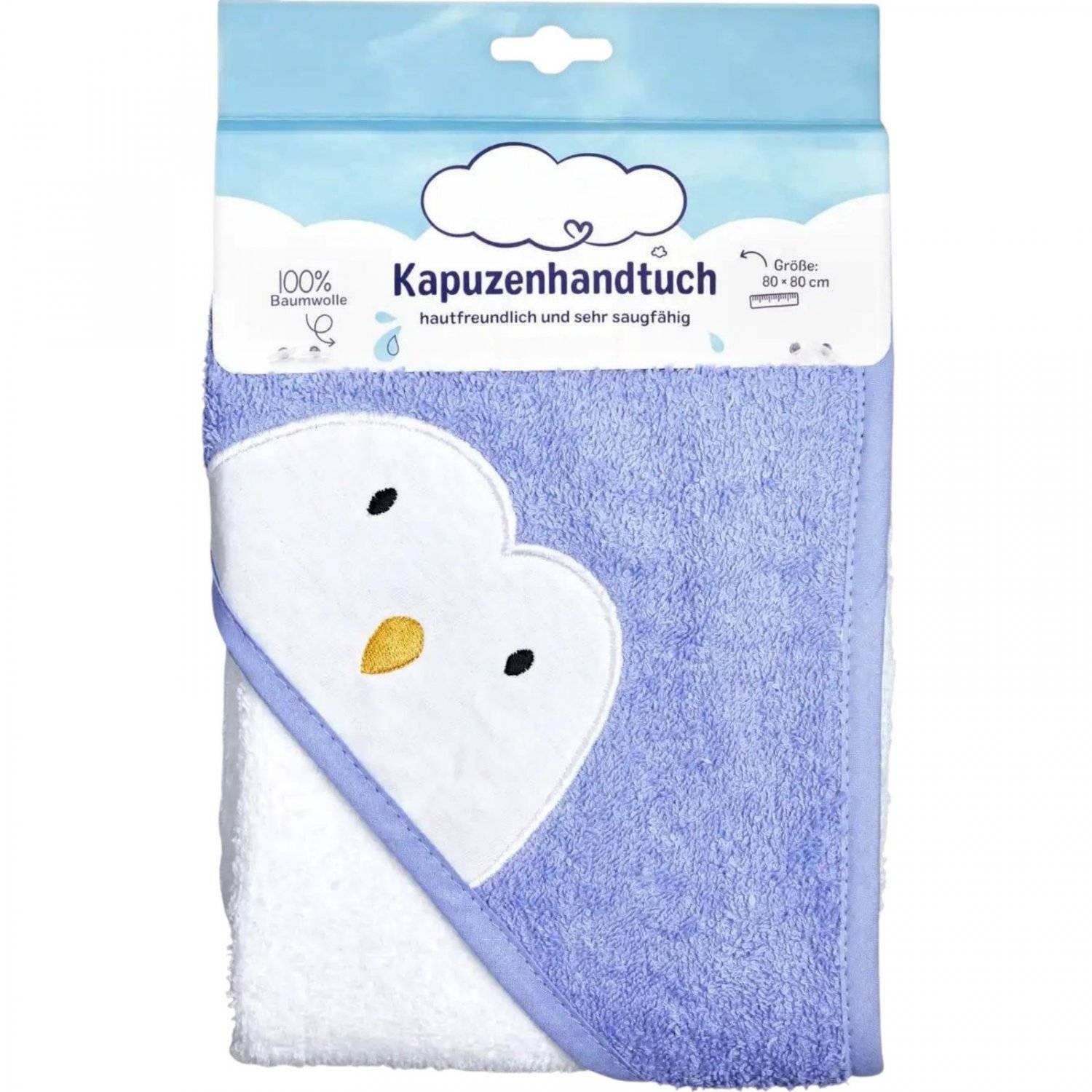 Kapuzenhandtuch für Babys, 100% Baumwolle, 80 x80 cm, hautfreundlich & flauschig