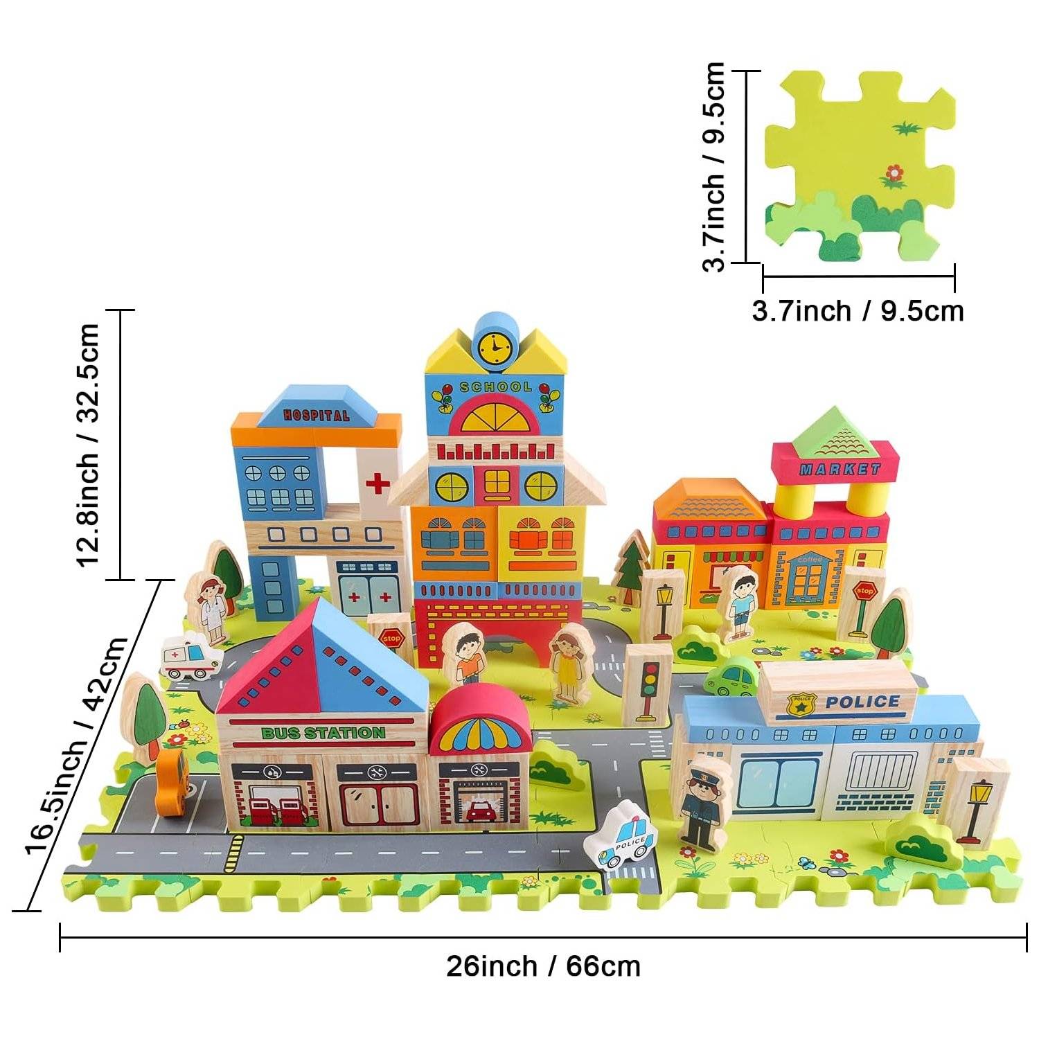 114-teiliges Spielset aus Schaumstoffbausteinen für die frühe Bildung, Bauen Sie spielerisch eine Stadt