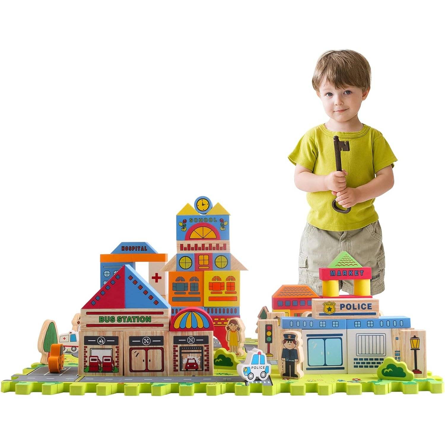 114-teiliges Spielset aus Schaumstoffbausteinen für die frühe Bildung, Bauen Sie spielerisch eine Stadt