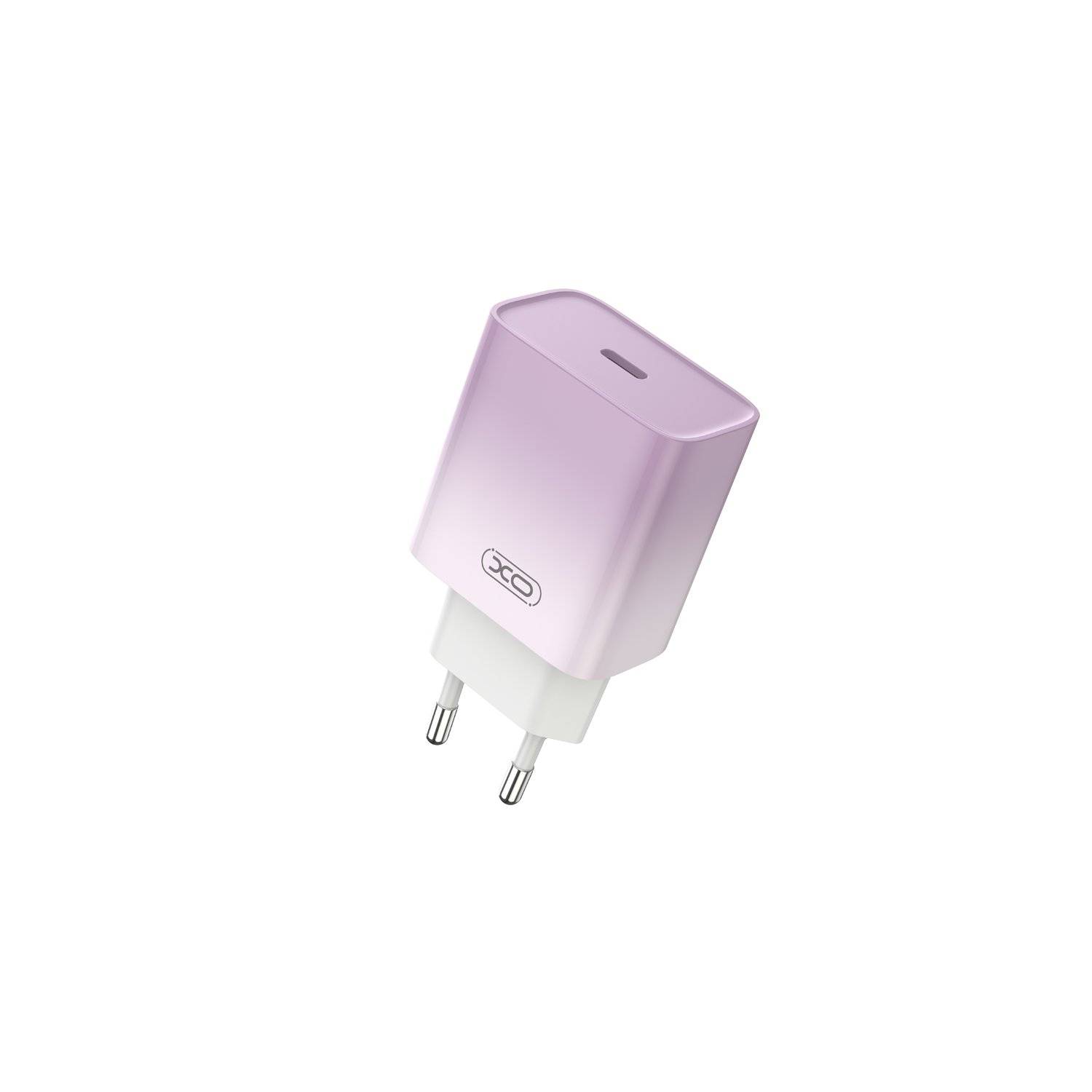 XO Wandladegerät CE18 PD 30W 1x USB-C lila-weiß + Kabel USB-C - USB-C
