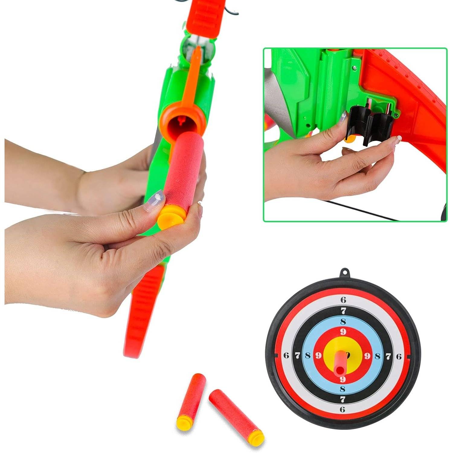 Bogen und Pfeil Bogenschießen Set, Zielbrett und Schaumstoffpfeile mit Saugnapf-Tolles Indoor und Outdoor Zielspiel