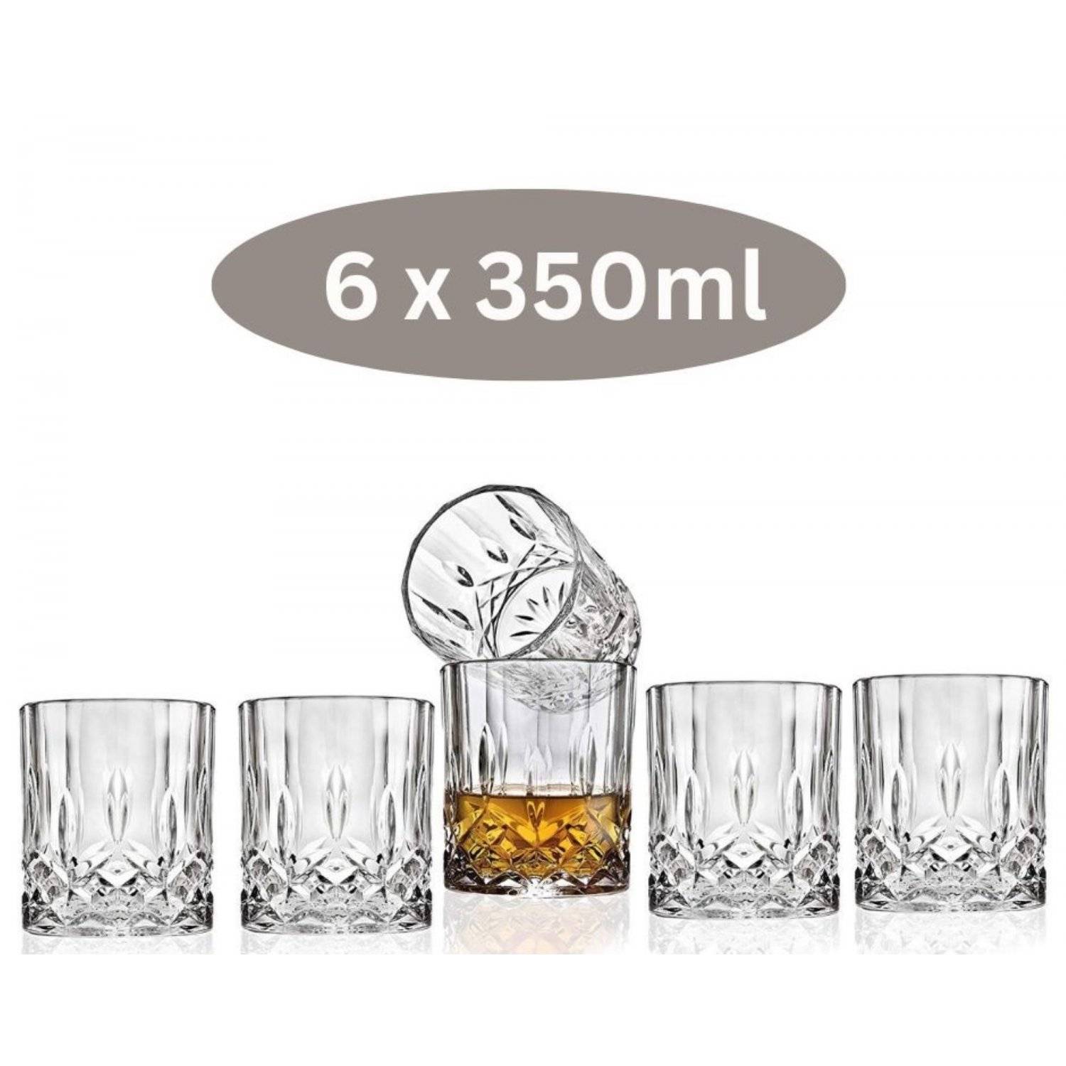 6 teiliges Set 350ml Gläser Whiskey Cocktail Chivas Kristall Timeless Retro