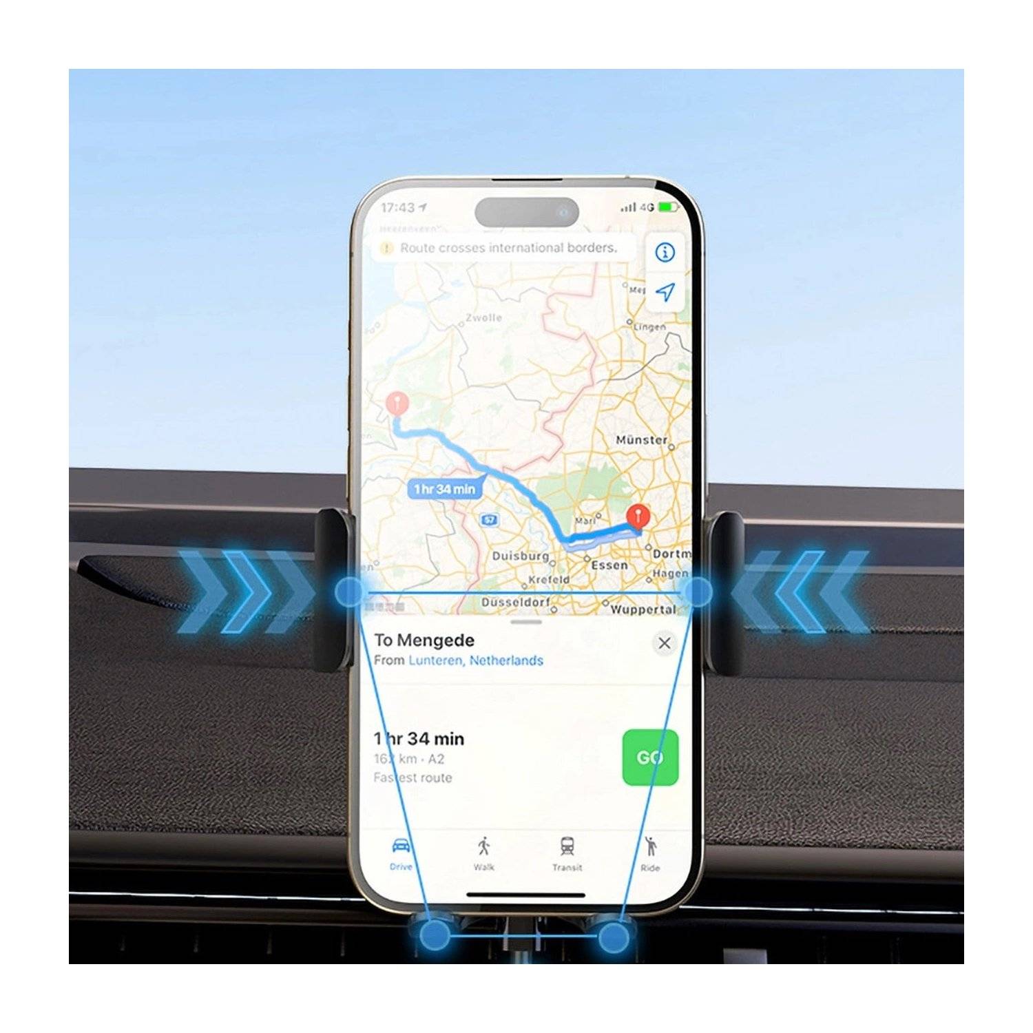 Telefonhalter mit 15-W-Induktionsladegerät für das Armaturenbrett im Auto – Schwarz