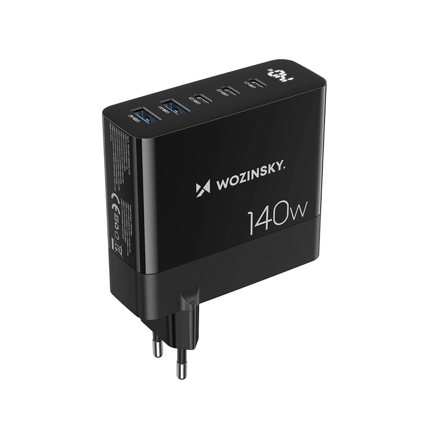 GaN-Wandladegerät 3 x USB-C / 2 x USB-A – Schwarz 140W Schnellladegerät