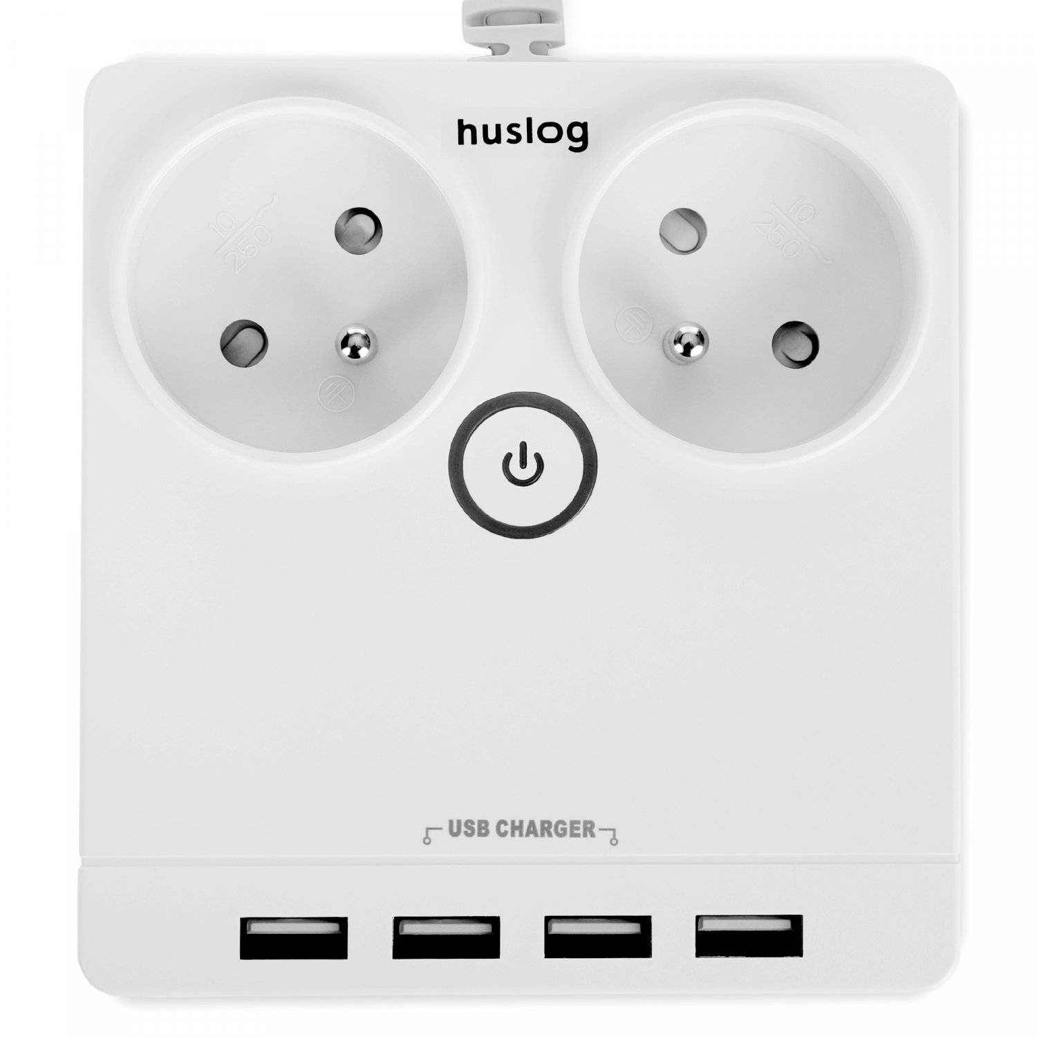 USB Charger - Flaches Verlängerungskabel mit 2 Steckdosen EMX-190124 Weiß