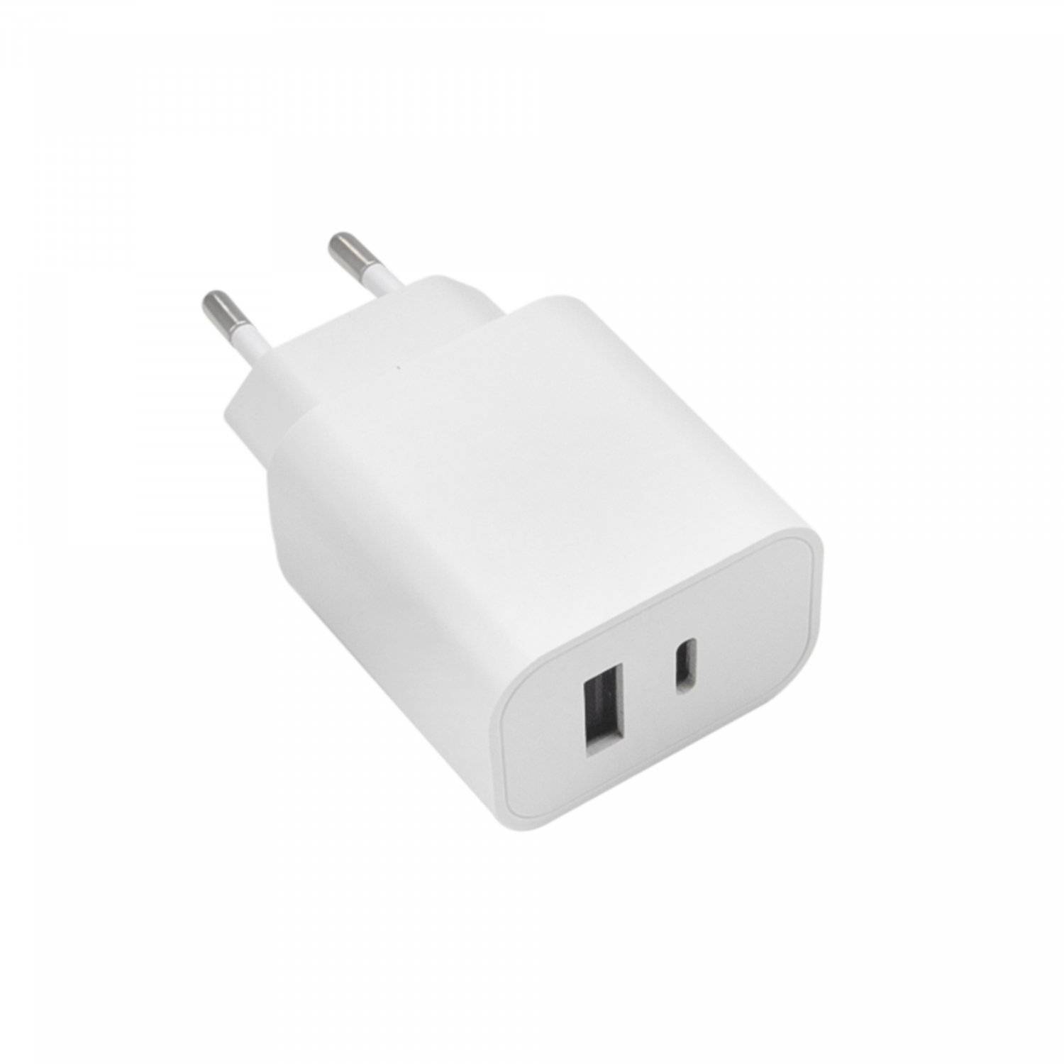 30W PD Quick Charge Schnell-Ladegerät 1x USB-C (Typ-C) und 1x USB weiß