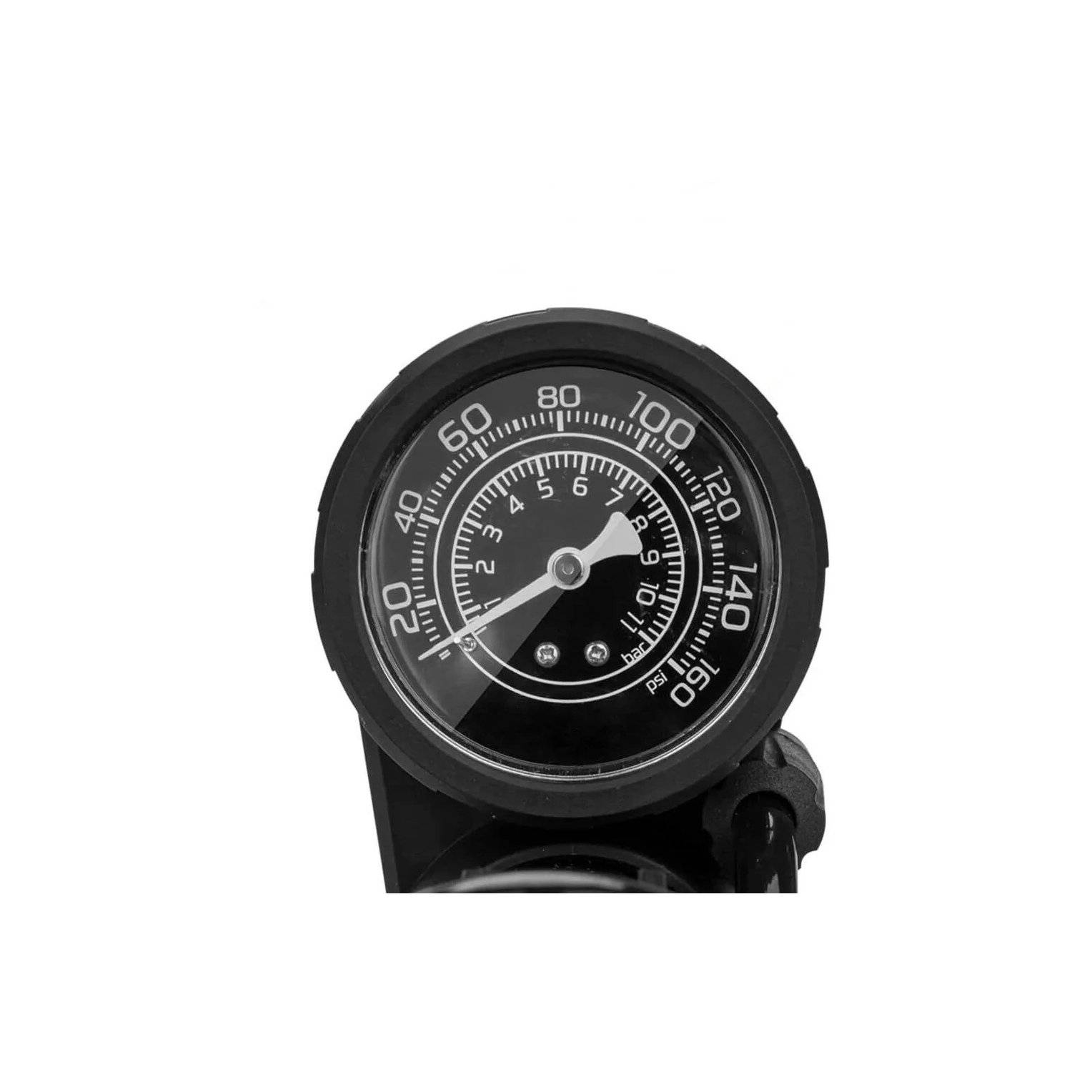 Standfahrradpumpe mit Manometer – Schwarz - Pumpe mit 3 Aufsätzen - 100 psi / 7 bar