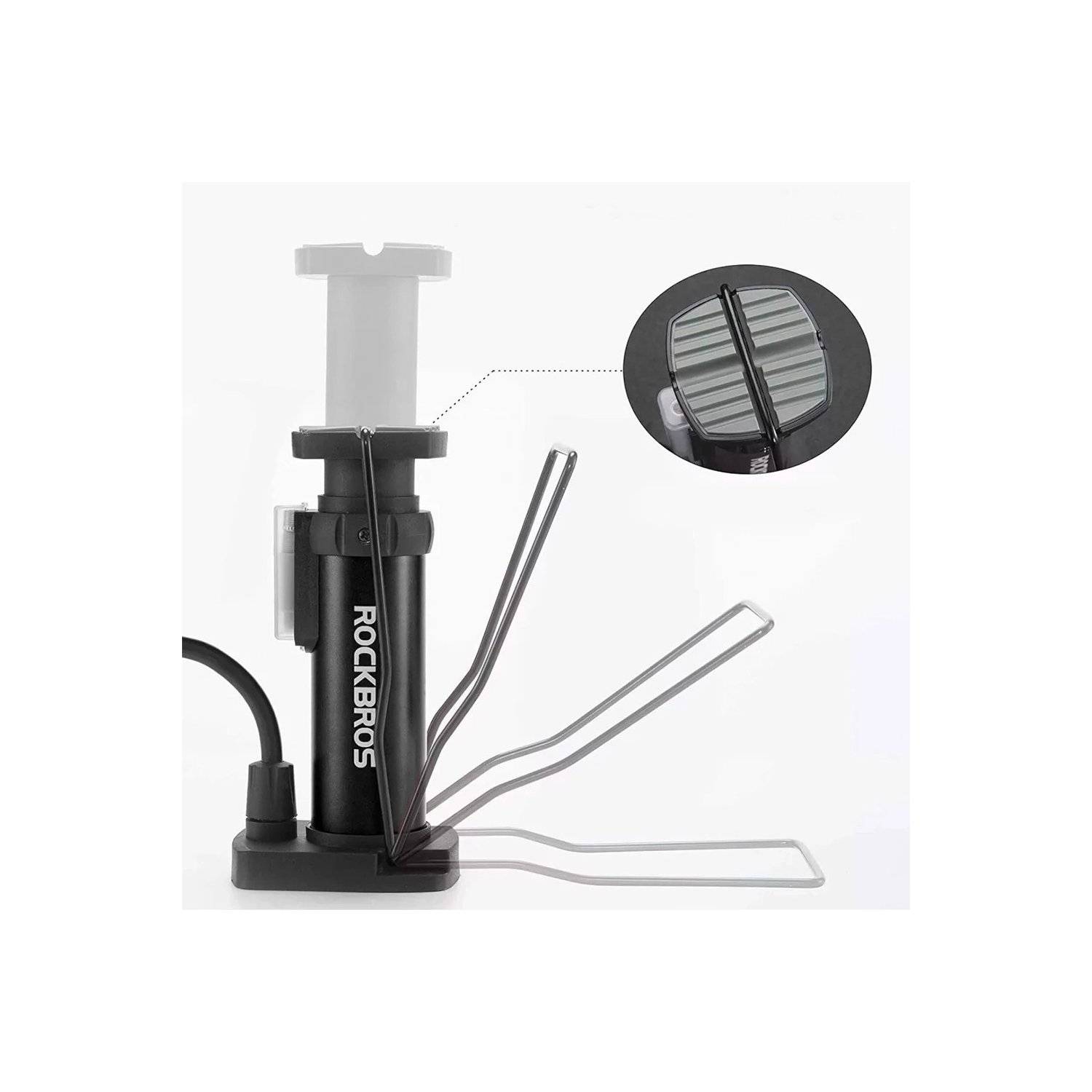 Standfahrradpumpe mit Manometer – Schwarz - Pumpe mit 3 Aufsätzen - 100 psi / 7 bar