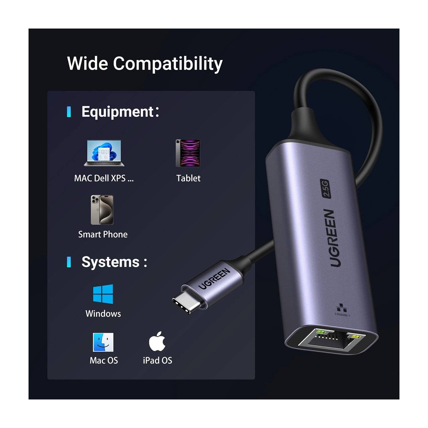 Adapter - CM648 USB-C-auf-RJ45-Ethernet-2,5G-Adapter - Grau