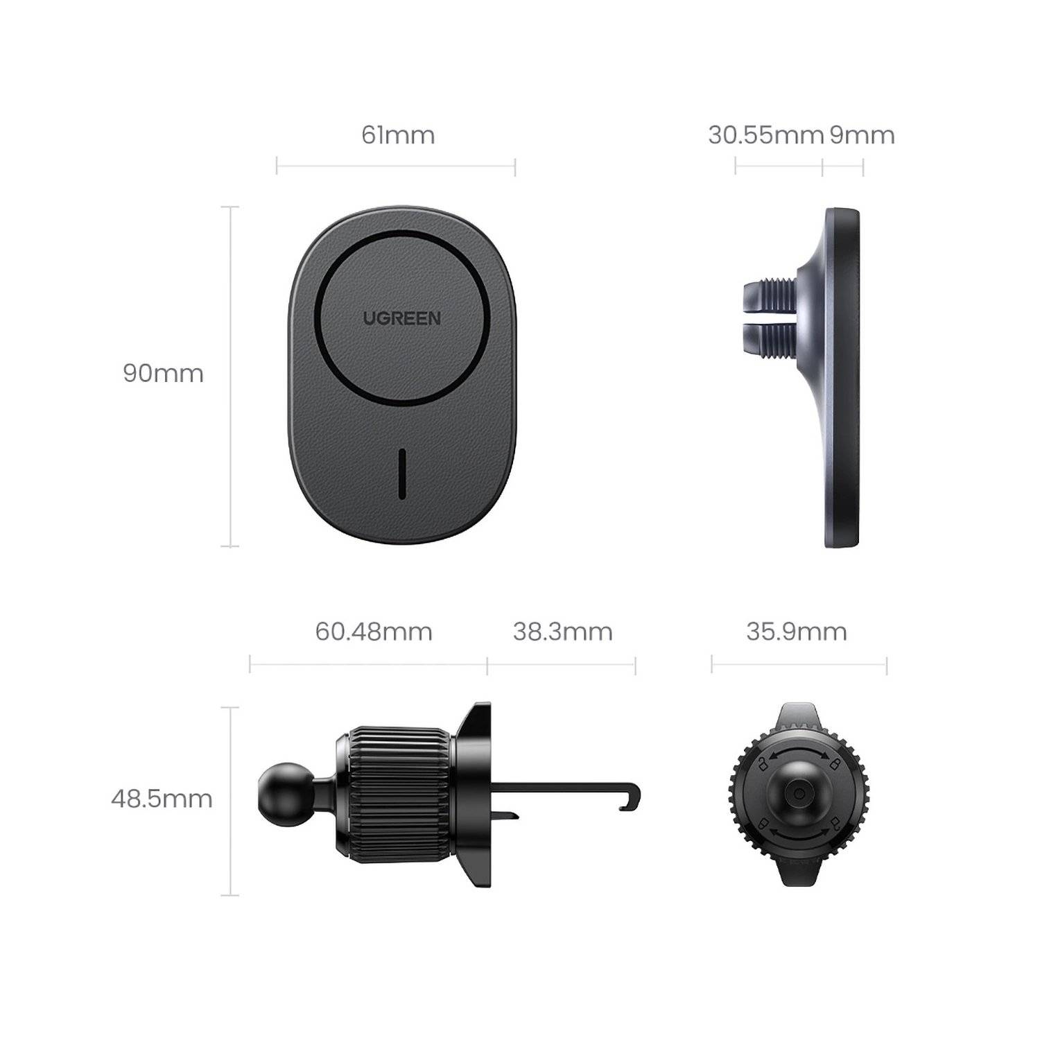 Handy-Halterung CD345 magnetischer Autohalter für Lüftungsschlitze – schwarz