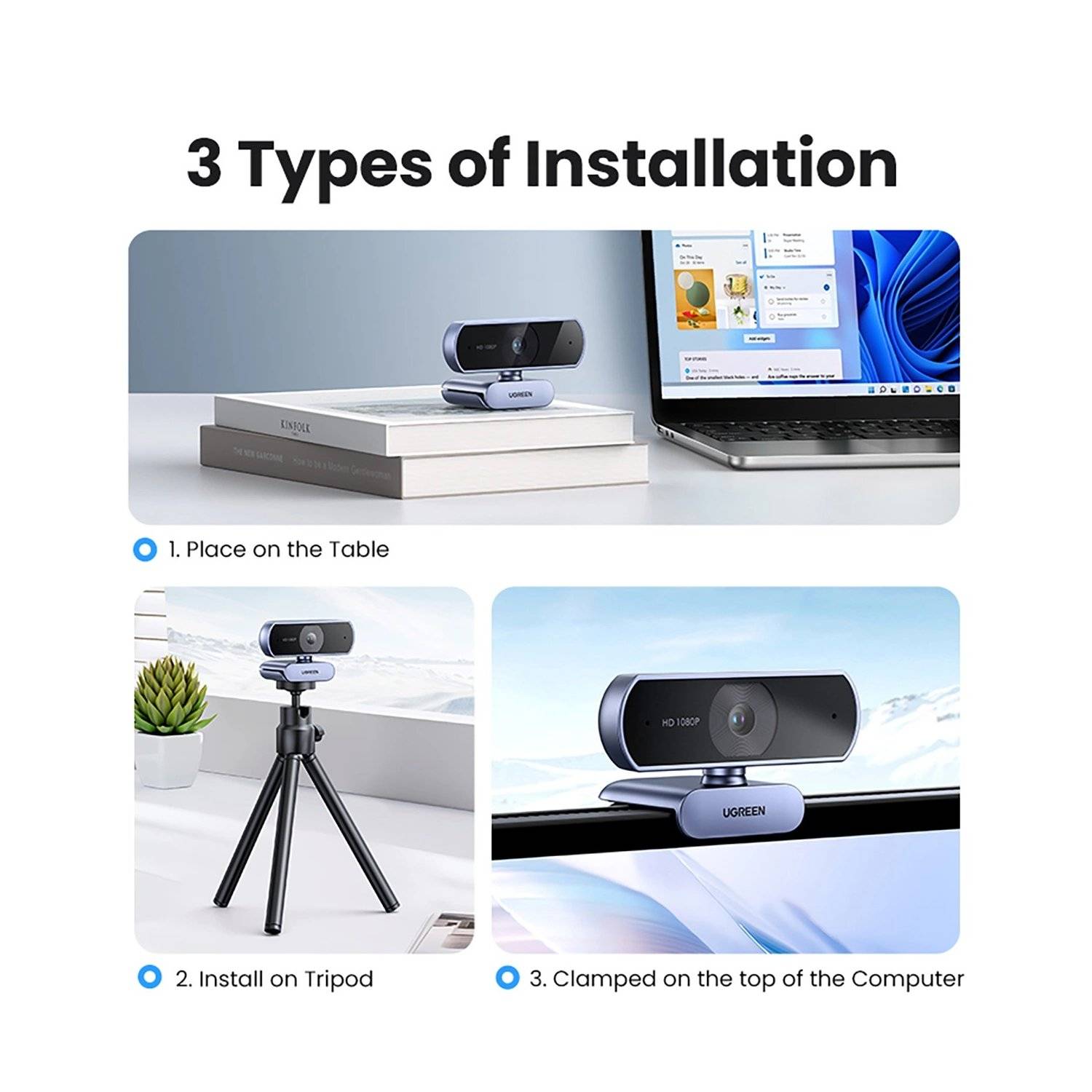 Webcam - CM678 USB-HD-Webcam – Grau - 360-Grad-Drehung