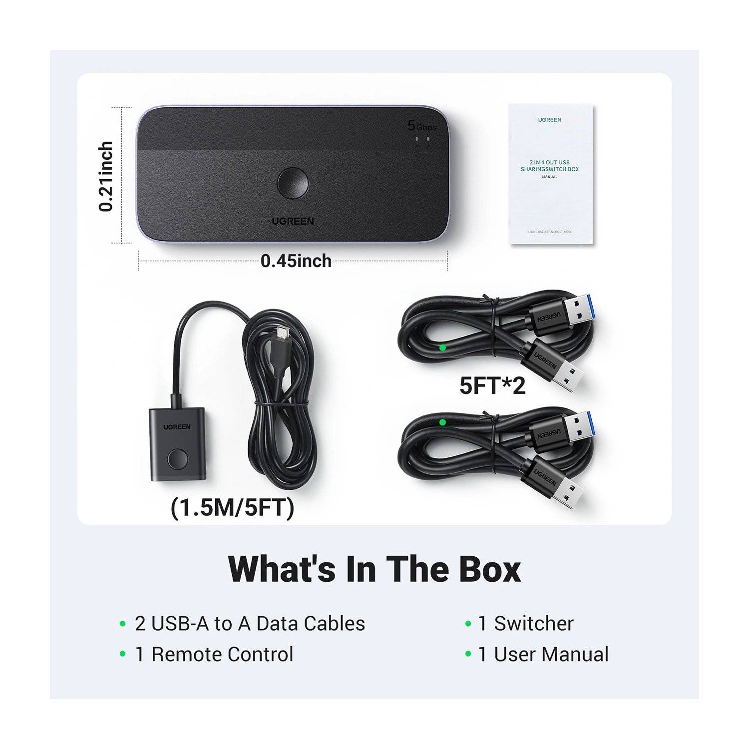 HUB - Adapter - CM662 USB 3.0 Switch 2-in-4 Switch + 2x USB-A Kabel - Schwarz