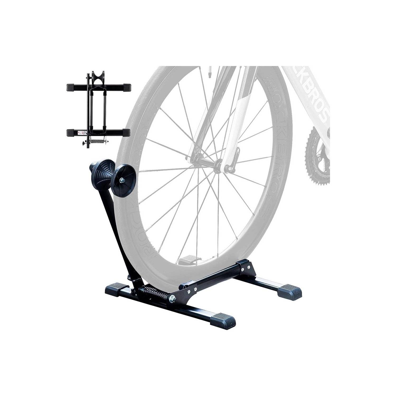 Fahrradhalterung - faltbarer Fahrradständer – schwarz - Befästigung an Vorder- oder Hinterrad
