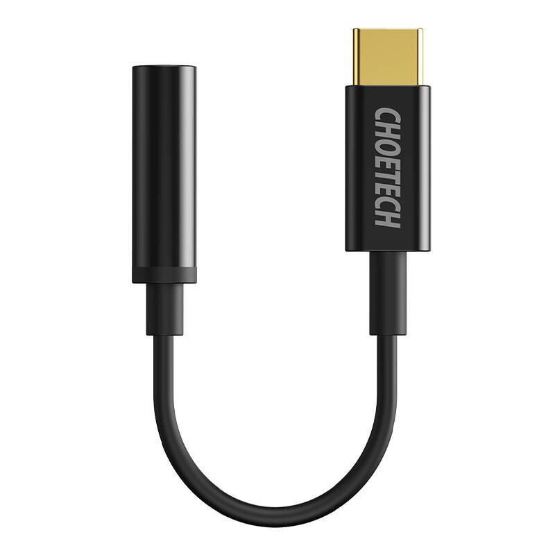 Choetech USB-C auf 3,5 mm Klinken-Adapter, AUX003, DAC-Chip, schwarz, 11 cm