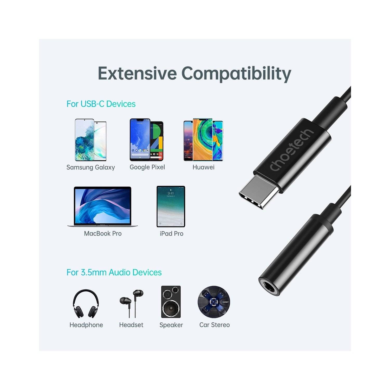 AUX-Adapter - Schwarz AUX003 USB-C/DC 3,5 mm Audio-Adapter 11cm Kabel