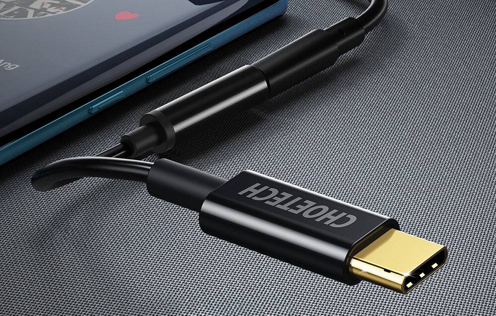 Choetech USB-C auf 3,5 mm Klinken-Adapter, AUX003, DAC-Chip, schwarz, 11 cm