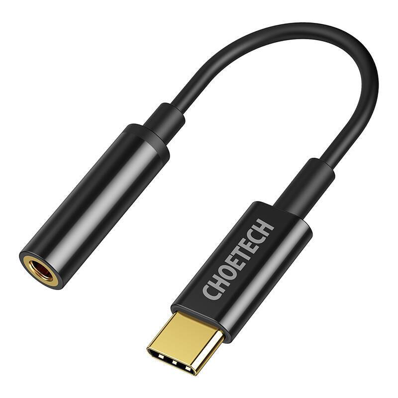 Choetech USB-C auf 3,5 mm Klinken-Adapter, AUX003, DAC-Chip, schwarz, 11 cm