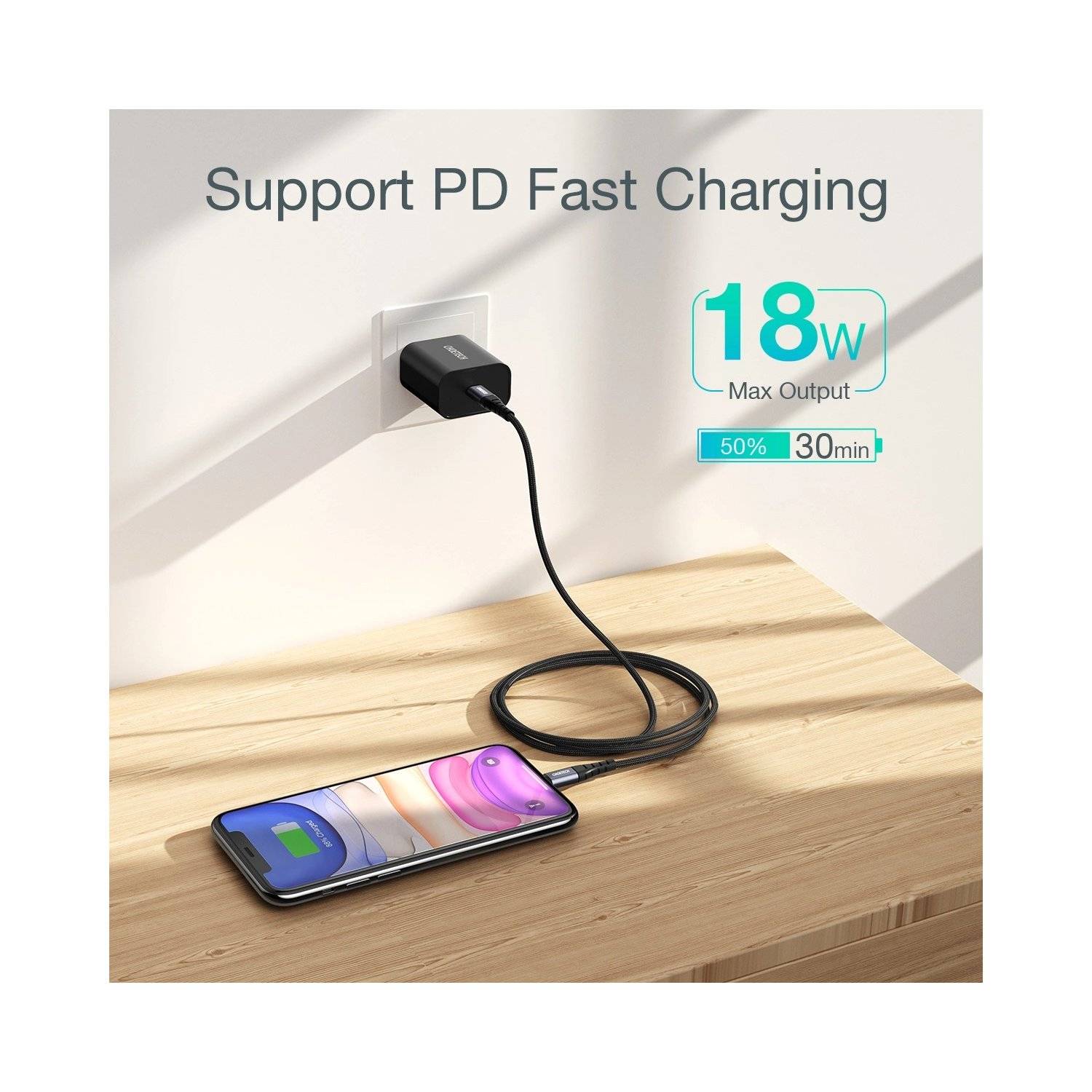 Datenkabel 2 m Kabel - Ladekabel USB-C zu kompatibel mit iPhone Schwarz