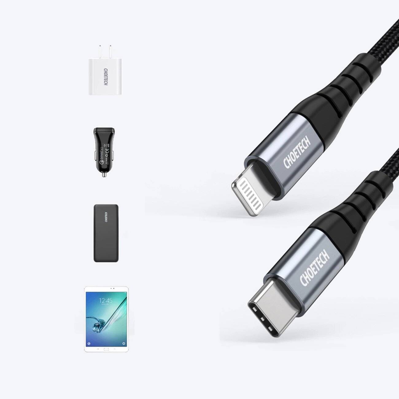 Choetech USB-C auf Lightning Kabel, MFi-zertifiziert, 480 Mbit/s, 3A, 2 m, Schwarz