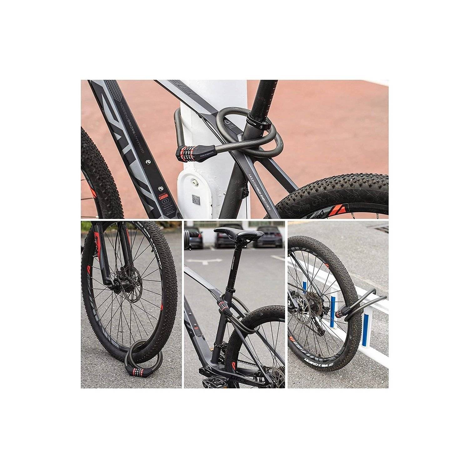 Fahrradschloss mit Zahlenkombination - RKS507-1BK Schloss mit 1,8 m Länge und Zahlenschloss Schwarz