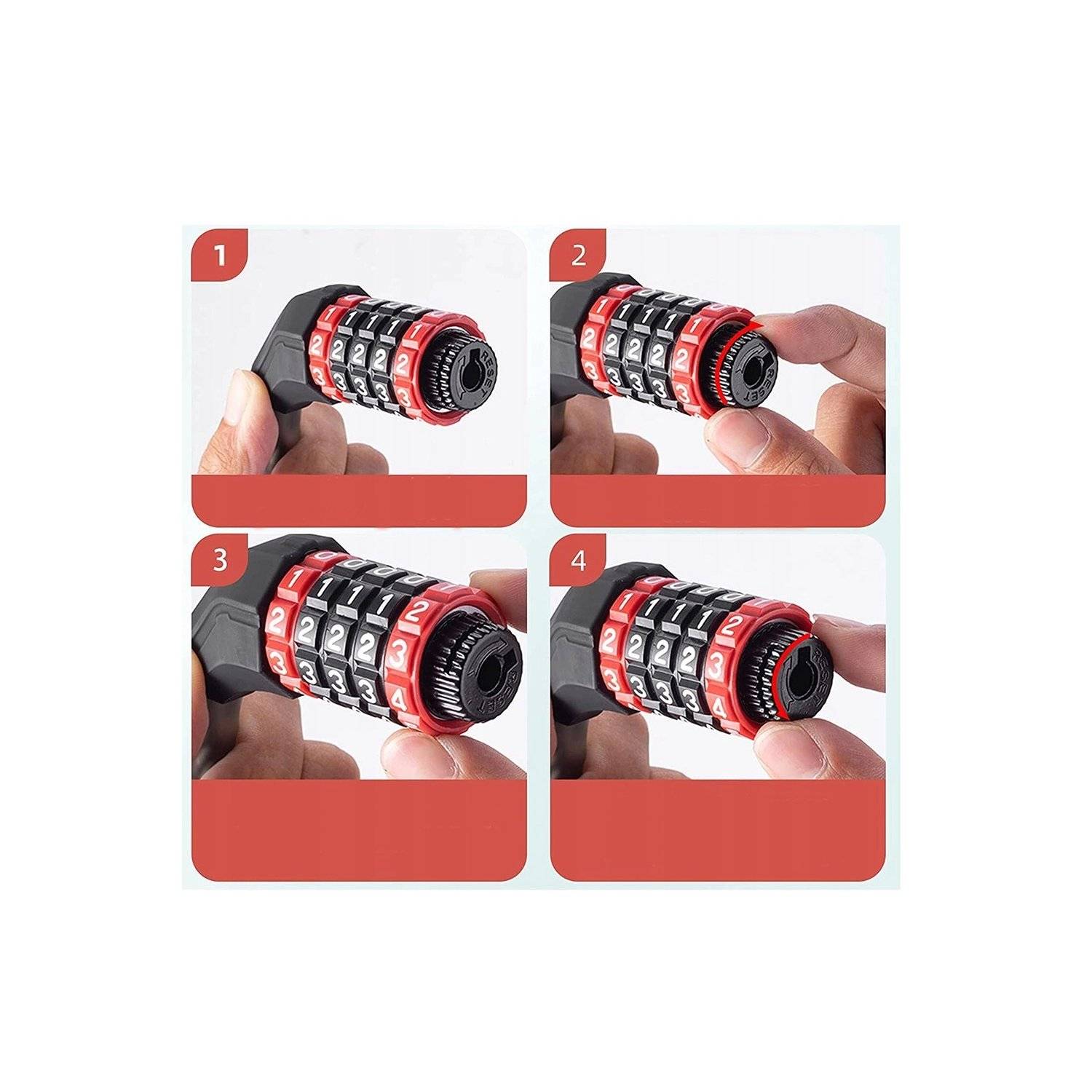 Fahrradschloss mit Zahlenkombination - RKS507-1BK Schloss mit 1,8 m Länge und Zahlenschloss Schwarz