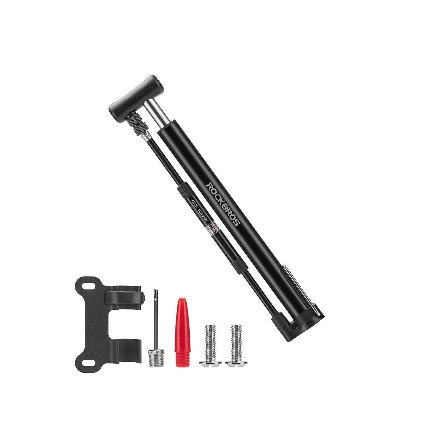 Standfahrradpumpe – Schwarz mit 120 psi / 8 Bar - mit 2 Spitzen