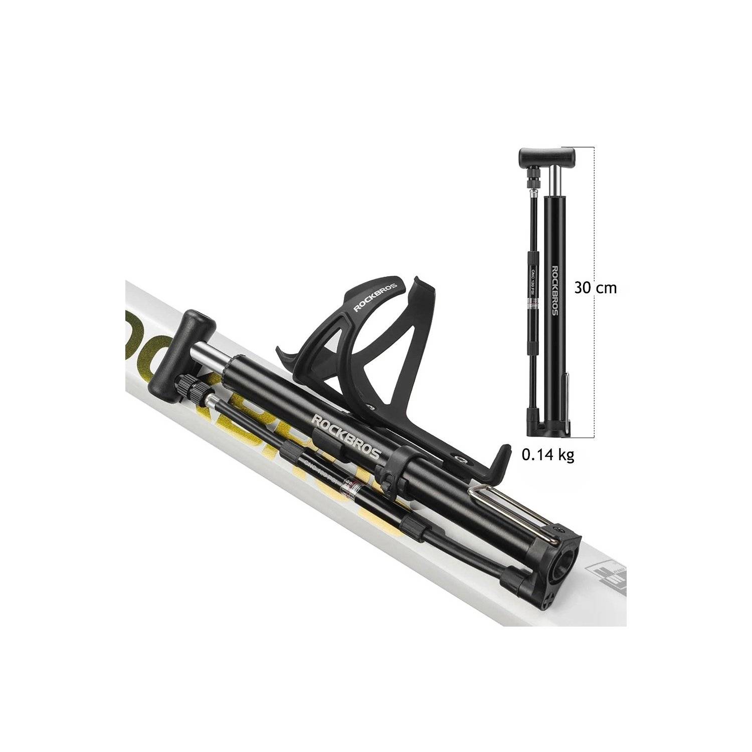 Standfahrradpumpe – Schwarz mit 120 psi / 8 Bar - mit 2 Spitzen