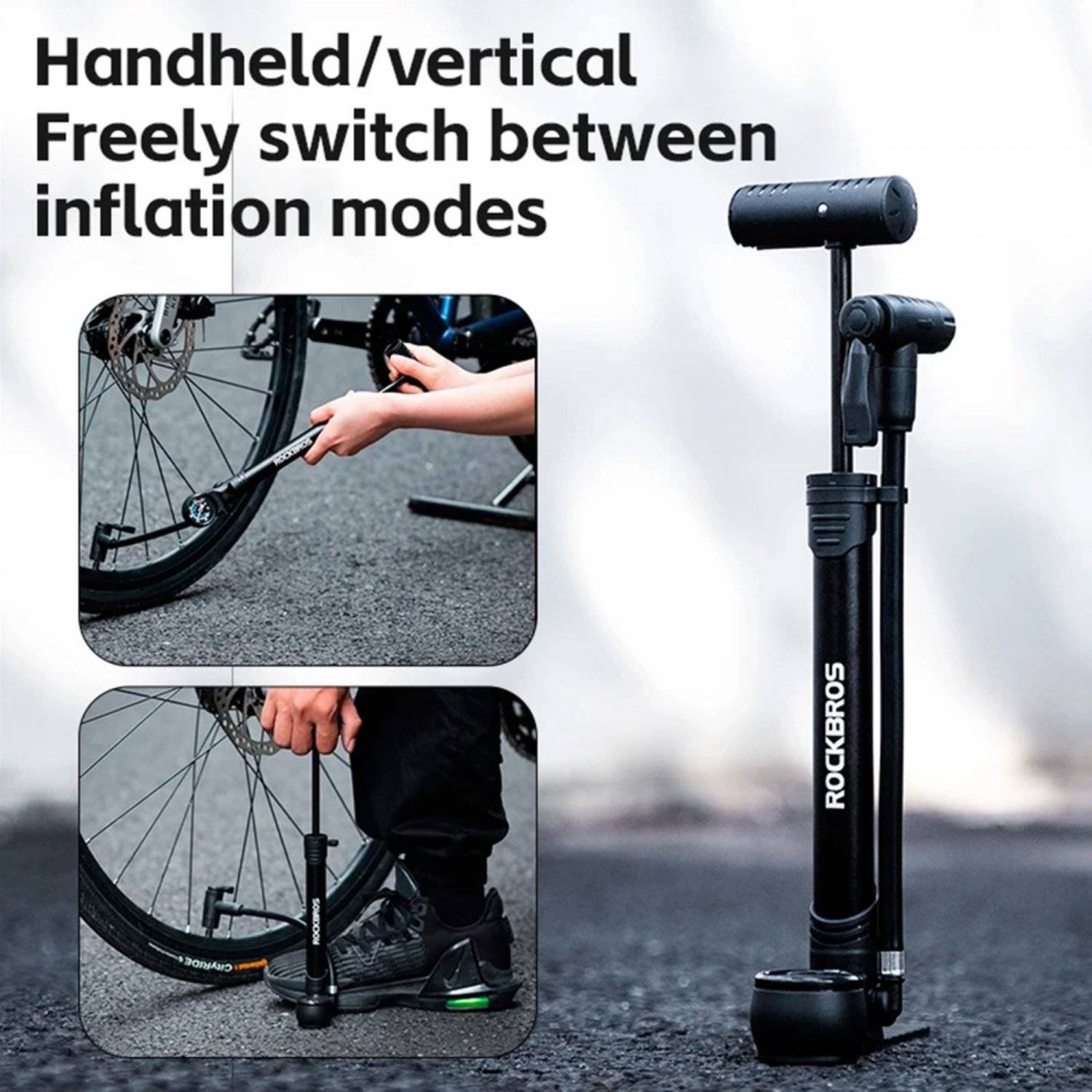 Fahrradpumpe mit Manometer – Schwarz Passend für verschiedene Fahrradtypen