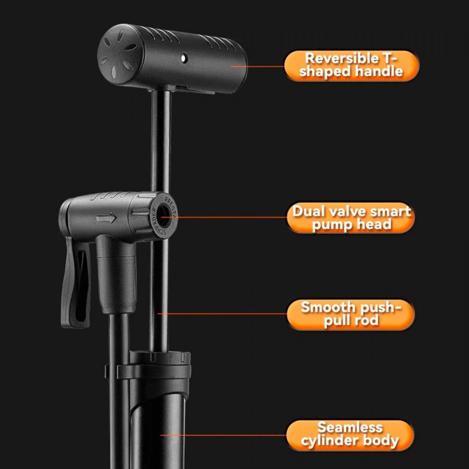 Fahrradpumpe mit Manometer – Schwarz Passend für verschiedene Fahrradtypen