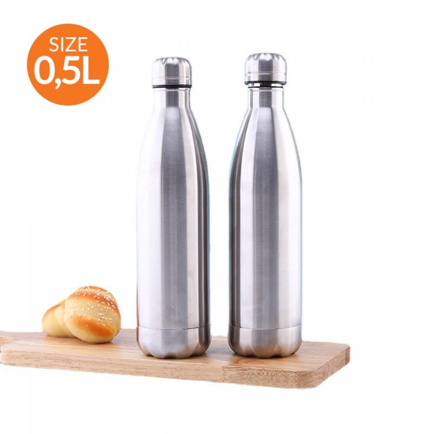 Thermoskanne 0,5L Isolierkanne für Getränke, Tee, Kanne aus Edelstahl in Silber