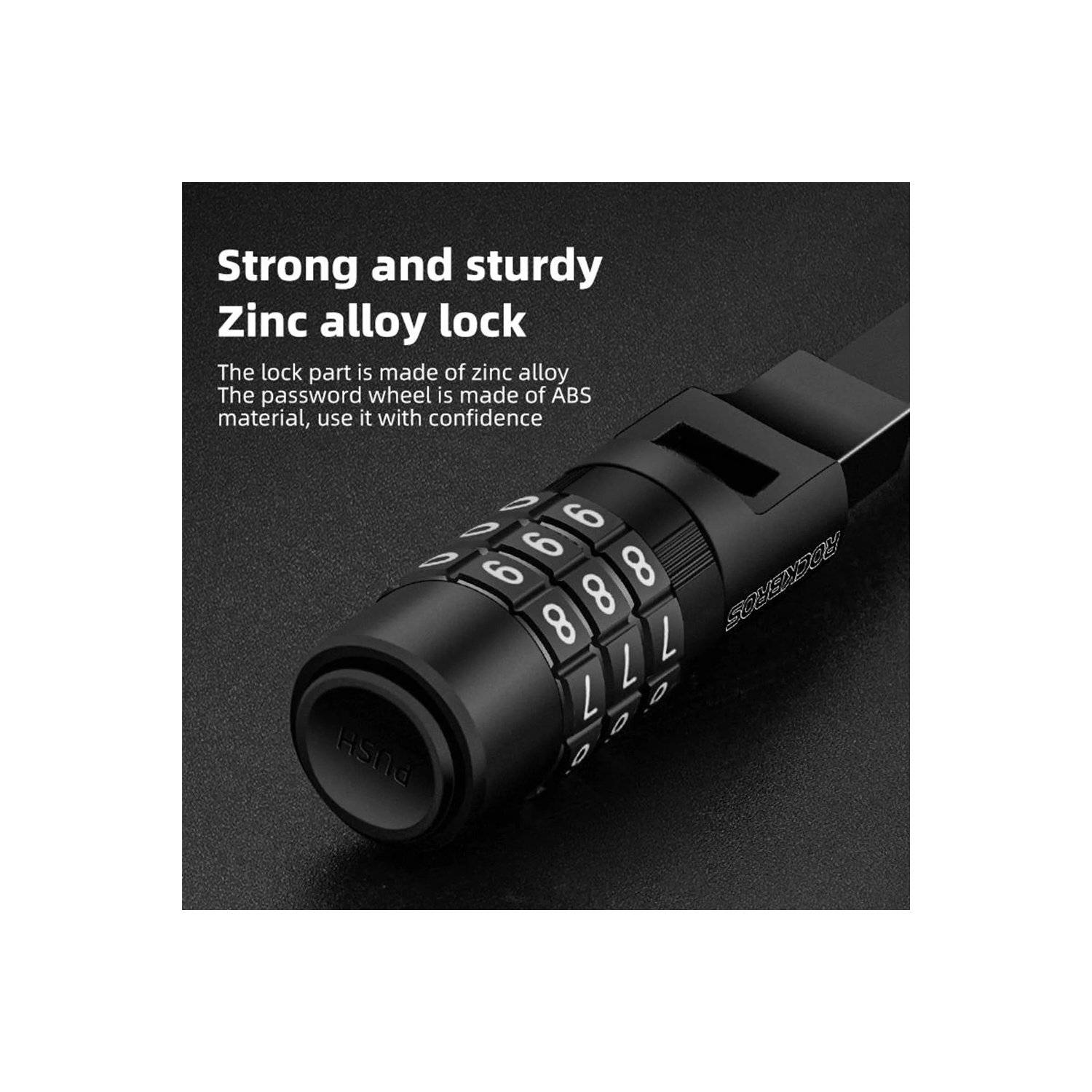 3240001001 Fahrradschloss für 0,5 m Zahlenkombination – Schwarz - Rad, Rahmen oder Kofferraum