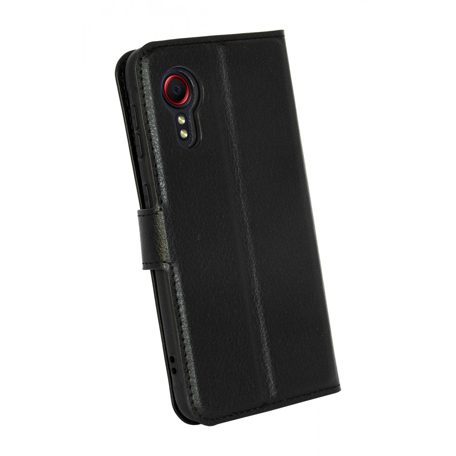 Buch Tasche "Fancy" kompatibel mit SAMSUNG GALAXY XCOVER 7 Schutzhülle mit Standfunktion, Kartenfach Schwarz