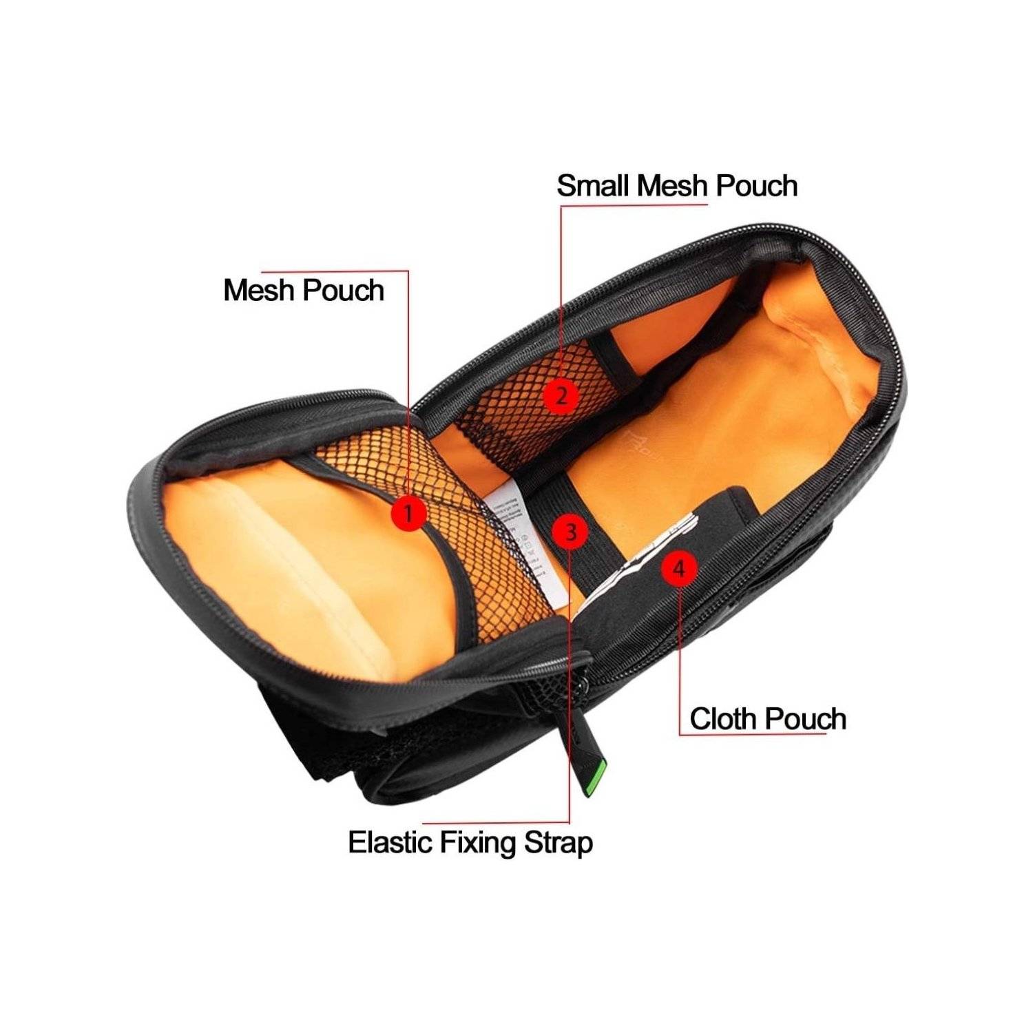 Tasche C7-1 wasserdichte Fahrradtasche mit Sattelbefestigung 1,5l Fassungsvermögen - Schwarz