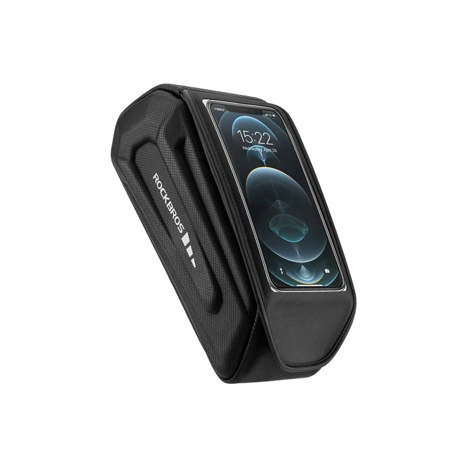 Wasserdichte Rahmen-Fahrradtasche mit Telefonabdeckung – Schwarz - 1,7 l