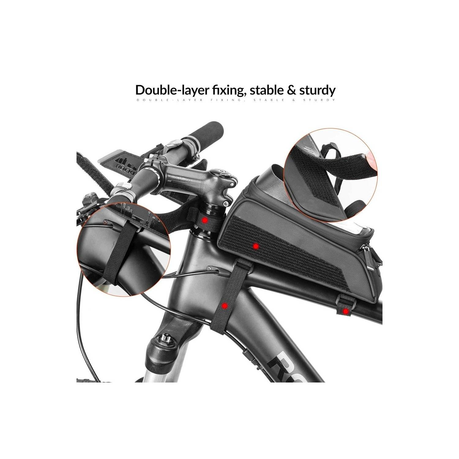 Fahrradtasche für Rahmen mit Telefonabdeckung – Schwarz - 029-1BK 1,5 l