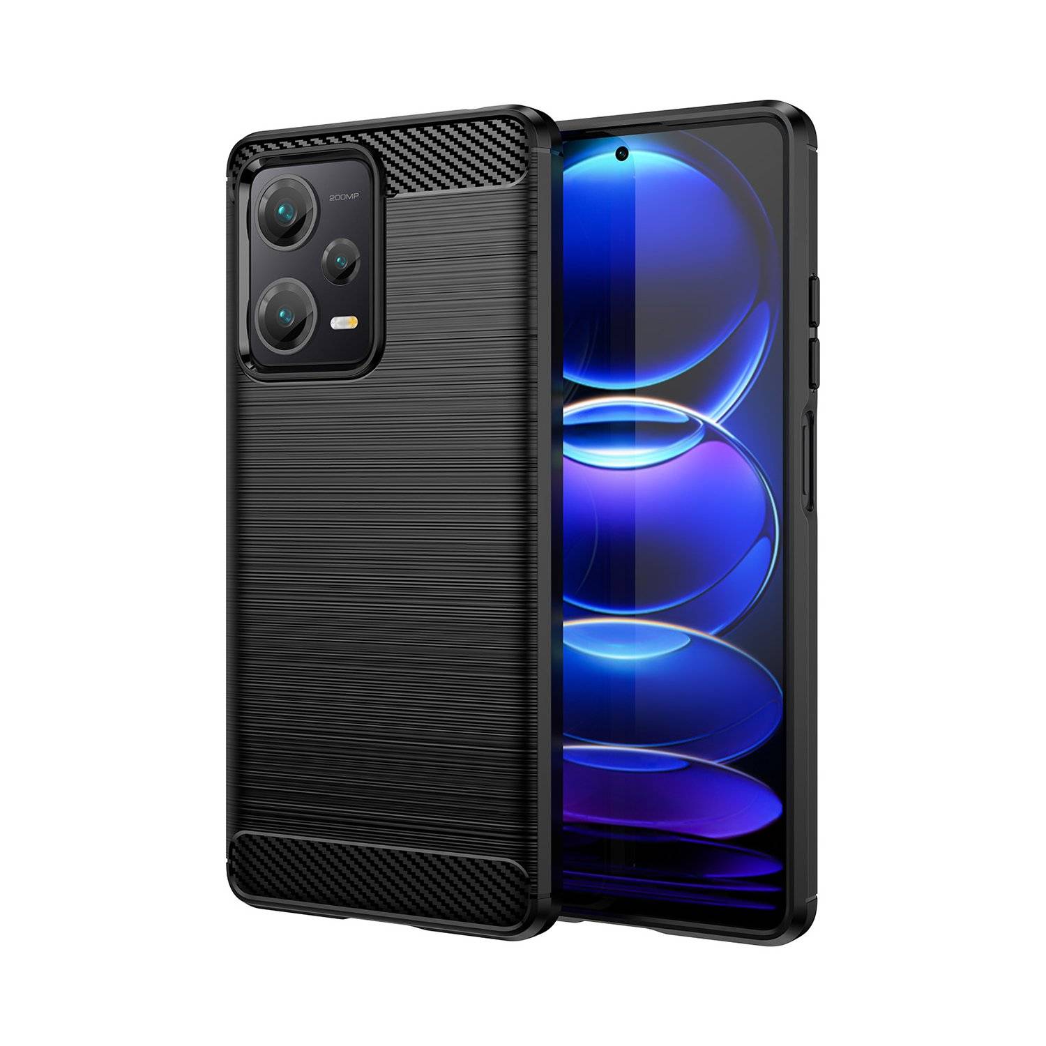 Carbon Case Hülle kompatibel mit Xiaomi Redmi Note 13 Pro 5G flexible Silikon-Carbon-Hülle schwarz